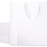 EUSOAR Medium White Gift Wrap Bags, 25 Pack 7.8x3.9x11 inches Shopping Bags with Handles Bulk, Party Favor Wrapping Bags for Wedding, Craft Grocery, Boutique, Merchandise, Retail, Business