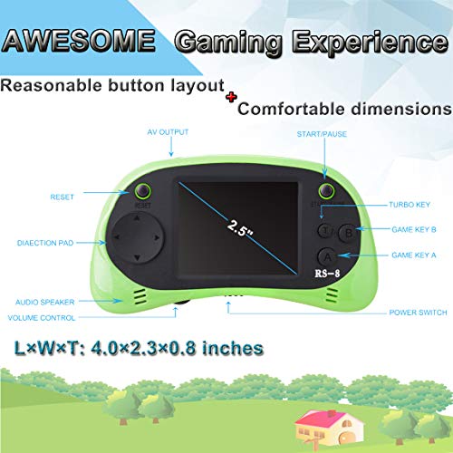 Beico Kids Handheld Games, Built in 260 Old Style Classic Video Retro Games Can Plug & Play on TV 2.5" Arcade Electronic Gaming System Birthday Present for Children (Green) - Thumbnail 6