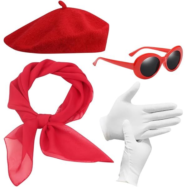 Accesorios Carnaval Mujer 7 Accesorios De Disfraces De Mujer De Los Años 50 Bufanda Gafas De Ojo De Gato Con Lunares Pañuelo Lazo Diadema Pendientes Guantes Pulseras Gafas Años 50