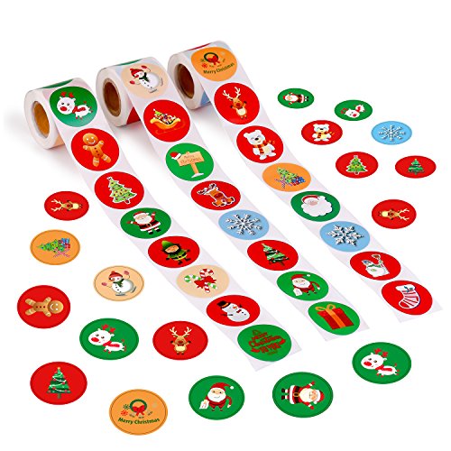 Moon Boat 600PCS Christmas Holiday Stickers Roll - Card Envelopes Stocking Xmas Party Favors Supplies