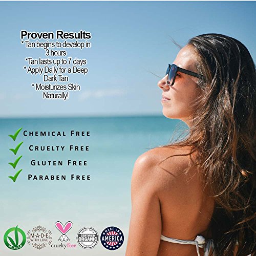 Glimmer Goddess Organic Natural Self Tanner Lotion. Creates a Lucious, Buildable Golden Tan with Each Application. 8 oz - Vegan