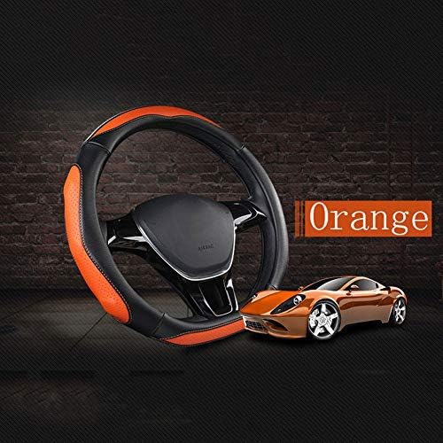 LONGLONG Car Steering Wheel Cover Four Seasons Universal Car Anti-Skid Steering Wheel Cover Men and Women Four Seasons Universal Car Cover 15In / 38Cm D Type,Orange