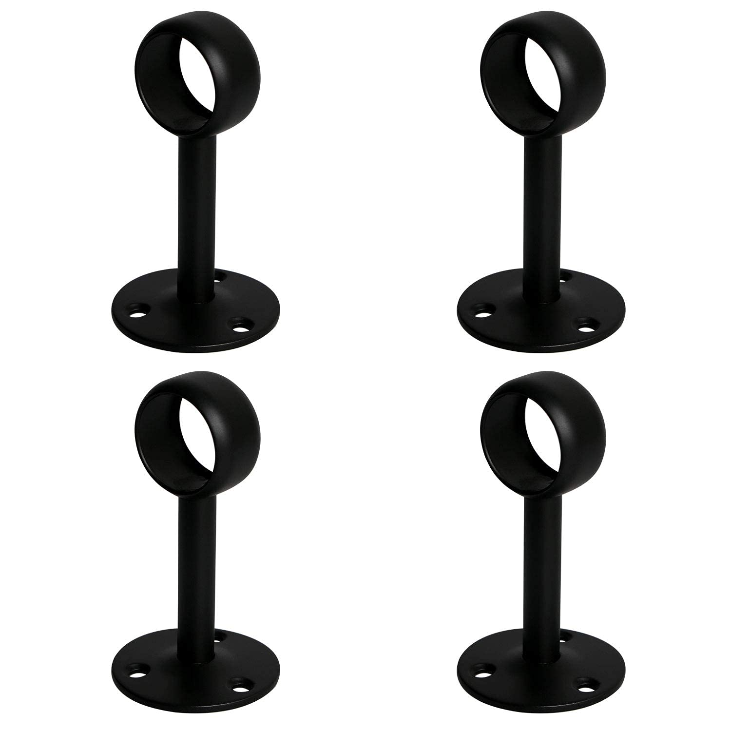 Aopin 4Pcs Ceiling Mount Bracket Pipe Hole Diameter 19 mm (3/4"), Stainless Steel Matte Black Flange Rod Bracket Curtain Shower Curtain Rod Ceiling Mount Bracket