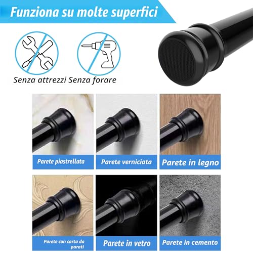 Pressure Curtain Pole Without Drilling for Pressure Curtain Rod Shower Curtain Rod Length 83 - 160 cm (1 Piece), Diameter 25 mm, White