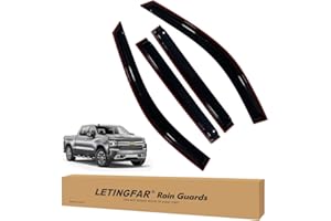 LETINGFAR in-Channel Rain Guards for Trucks Chevy Silverado/GMC Sierra 1500 2019-2024 Crew Cab, Side Window Deflectors, Window Visors for Silverado/Sierra 1500,for Silverado/Sierra Car Accessories, 4 pcs