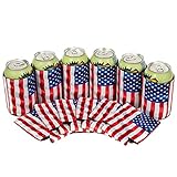 QualityPerfection 12 USA American Flag Neoprene Can Coolers Sleeves,Reversible USA Economy Bulk,Beer Can Coolers Insulation with Stitched Perfect 4 Independence Day,Holidays,Events,Parties