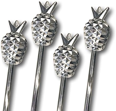 4 Pc drynkware Deluxe Original Hip-Stirrer Short Metal Pineapple Swizzle Cocktail Stirrer Gift Set w/ Gift Box
