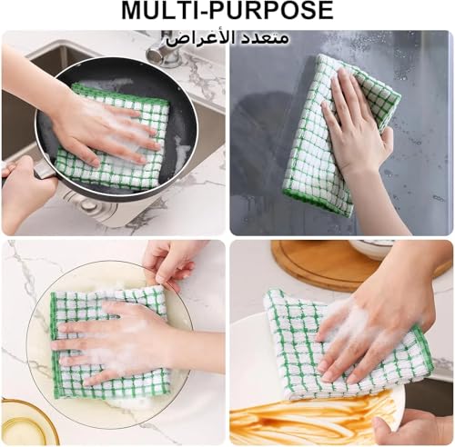 CENXI 8pcs Dish Cloths, for Kitchen Cotton Cleaning Clothes for Household, 12 x 12 Inches Cleaning Towels Wash Cloths, Dishcloth, Reuseable, Quick Drying, Super Absorbent For Cooking Multi Color