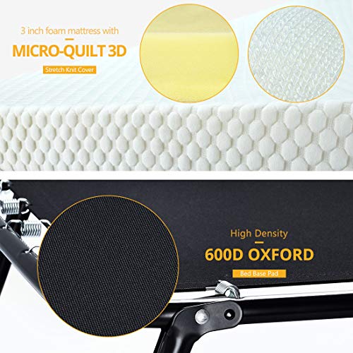 Quictent Heavy Duty Folding Bed with Two Extra Support Belts, 300 lbs