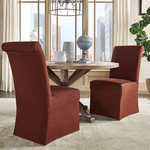 HomeHills Cunningham Rolled Back Slipcovered Side Chair, Set of 2
