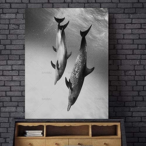 Hechuyue Nordico Animal Abstracto Delfin Mural Para Sala De Estar