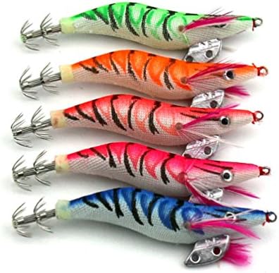 5pcs Luminous 2.5# Squid Jigs Fishing Lures Bait CrankBaits Bass Tackle 10cm/11g