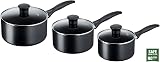 Tefal Cookware Set Induction 3 Pc Saucepans Black Titanium Non-Stick