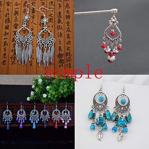 Youdiyla 60 Vintage Hoop Earring Charms Collection, Antique Silver Tone, Large Filigree Chandelier Connector Metal Pendant Craft Supplies Findings for Vintage Hoop Earring Making (HM268)