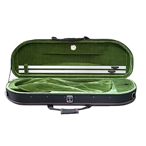 NEW Sky Violin Halfmoon Case VNCHM Lightweight with Hygrometer And Shoulder Strap Multiple Colors (Black/Grass Green)