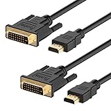 HDMI to DVI Cable, Rankie 2-Pack 6FT CL3 Rated High Speed Bi-Directional HDMI HDTV to DVI Cable (Black) - R1107D