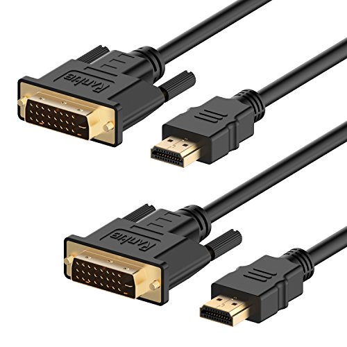 HDMI to DVI Cable, Rankie 2-Pack 6FT CL3 Rated High Speed Bi-Directional HDMI HDTV to DVI Cable (Black) - R1107D