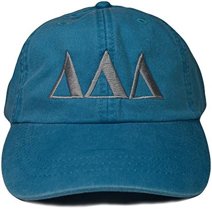 Delta Delta Delta (L) Tri Delta Bright Blue with Gray Thread Sorority Baseball Hat Cap Greek Letter Sports Cap Adjustable Strap