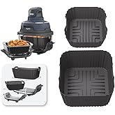 FN101GY Air Fryer Silicone Liners for Ninja Crispi FN101GY/FN101SG/FN101ST, Non-Stick Glass Air Fryer Accessories Reusable Airfryer Replacement,Big for 4QT & Small for 6 Cup Container