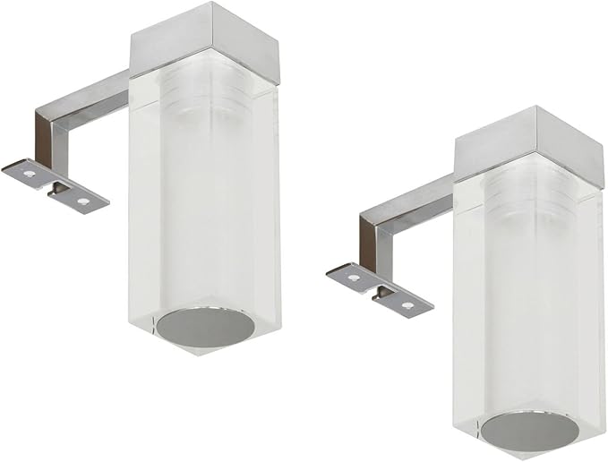 Juego De 2 Luces De Espejo Con Led Pantallas De Lampara Cristal Redondo Rectangular Badezimmerlampen Amazon Es Iluminacion