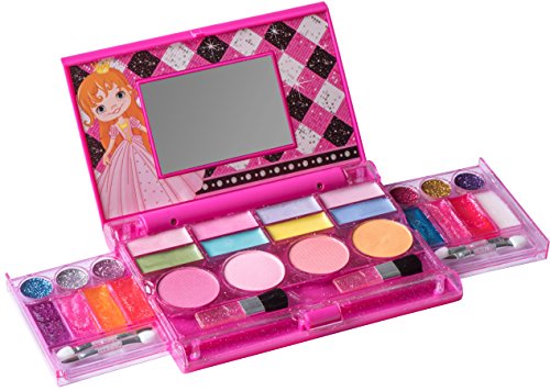 Playkidz: My First Princess Makeup Chest, Girl s All-In-One Deluxe Cosmetic and Real Makeup Palette with Mirror (Washable)