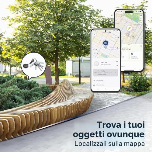 localizzatore di oggetti Tracy Tag Dual compatibile con le app Apple Dov'è e Google Find Hub per iOS e Android con batteria CR2032 e certificazione IP68, nero