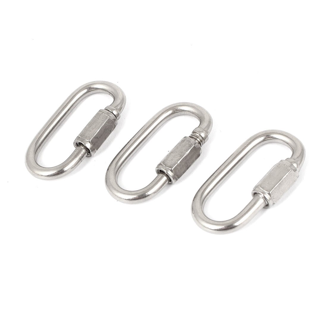 Sourcingmap 3.5mm Thickness Quick Oval Screwlock Link Lock Hook Carabiner 3pcs
