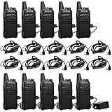 Retevis RT22 Rechargeable Walkie Talkies UHF 16 CH VOX Emergency Channel Lock Two Way Radio 2 Pin Earpiece Headset Mic Li-on Battery Included(10 Pack)
