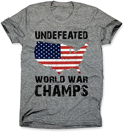 Undefeated Back to Back World War Champs Shirt - USA T-Shirt - Patriotic Tee Heather Grey Extra Large Tee