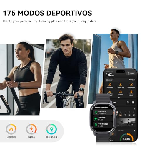 KOSPET Pulse Smart Watch, AMOLED 1.96 Inch Ultralight Sports Smartwatch Bluetooth Calls, Heart Rate Monitor/SPO₂/Sleep, 25 Days Battery, IP68 Waterproof, 175 Sports Modes