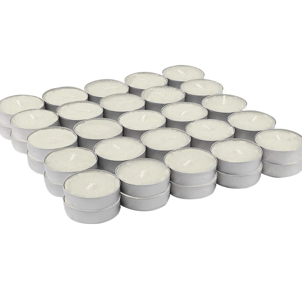 ZOPPER 50 Tea Lights Candle Unscented, Smokeless, Long Burning Tea Lights for Christmas Weddings, Events, Parties & Home Décor
