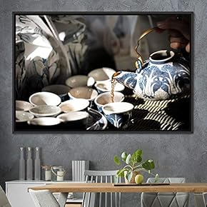 signwin Framed Canvas Wall Art Tea Servings Dark...