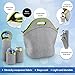 Tabkoe Insulated Neoprene Lunch Bag Set with Tote, Bottle Sleeve, 2 Can Insulators & Adjustable Crossbody Shoulder Strap | Washable, Reusable, Stretchy, Extra Large Travel Lunch Box (Green Gray)