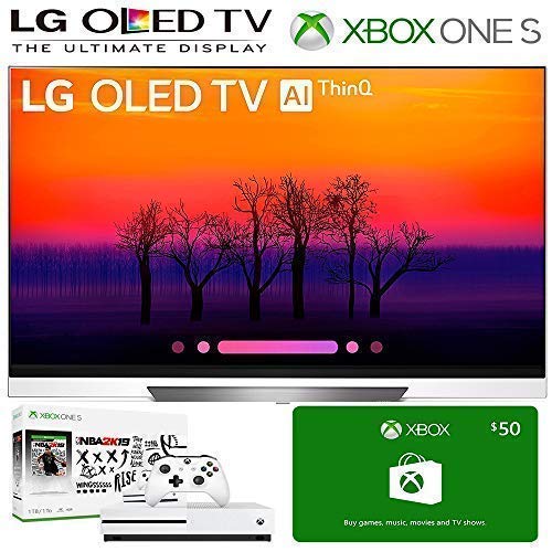 LG OLED65E8 Class E8 OLED 4K HDR AI Smart TV 2018 Model, Xbox One S NBA 2K19 Bundle, 50 Xbox Gift Card. LG Authorized Dealer! (65-inch)