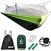 SZXKT Camping Double Hammock Mosquito Net Outdoor Hammock Travel Bed Lightweight Parachute Fabric Double Hammock, Portable Hammock for Travel, Hiking, Backpacking, Beach, Yard (Green + Dark Green)
