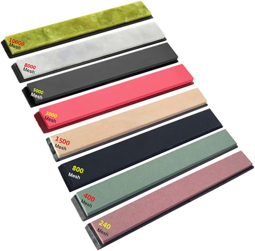 Ebestus 8Pcs Fixed Angle Whetstone Set, High Hardness Knife Sharpening Stone, Rectangle Sharpener Grindstone Tool for Kitchen Knife, Precision Tool, Sushi Knife, Fruit Knife