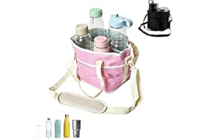 Family Size 4 Compartment Drink Bag, Multiple Tumbler Carrier Caddy with Adjustable Strap, Insulated Drink Bottle Carriers, f