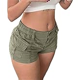ONLYSTORY Womens Cargo Shorts Elastic Shorts Y2k E-Girl Slim Fit Cargo Shorts for Harajuku Streetwear