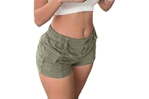 ONLYSTORY Womens Cargo Shorts Elastic Shorts Y2k E-Girl Slim Fit Cargo Shorts for Harajuku Streetwear