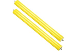 PATIKIL Polyurethane Coated Conveyor Roller 2.4" Diameter 24" Length, 2 Pack Stainless Steel Transmission Replacement Part Galvanized End, Yellow