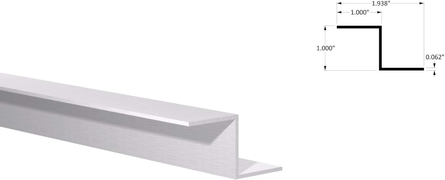 Orange Aluminum Sharp Corner ZChannel Profile 1 H x 1 W x1/16 Thick