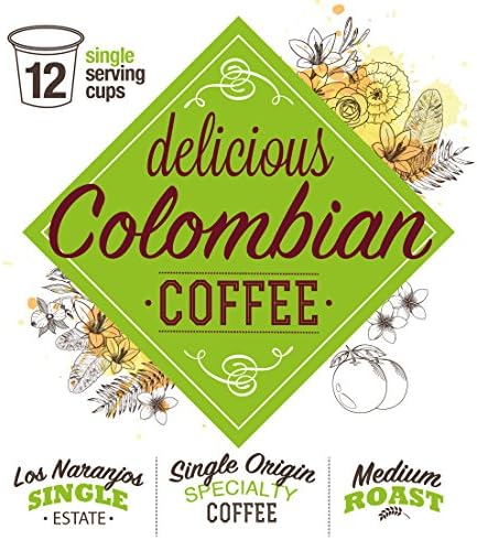 100% Colombian Coffee Single Serve K-CUPS - Medium Roast- Single Origin Coffee - Compatible Keurig Recyclable k cups (Los Naranjos Single Estate, 12)
