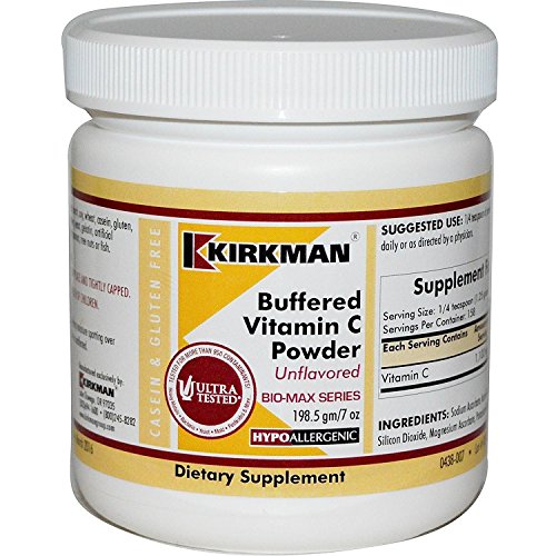 Kirkman Buffered Vitamin C Powder - Unflavored - Bio-Max Series - Hypoallergenic || 198.5 gm/7 oz || Antioxidant || Gluten Free || Casein Free