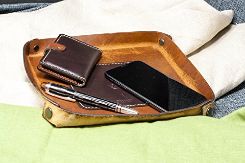 Leather Valet Tray - Full Grain Horween Leather / Desk Organizer / Design Tray / Horween Bi-color