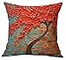 Geepro 18x18 inches Oil Painting Linen Pillow Case Covers Square Decorative Cushion Covers Set of 4
