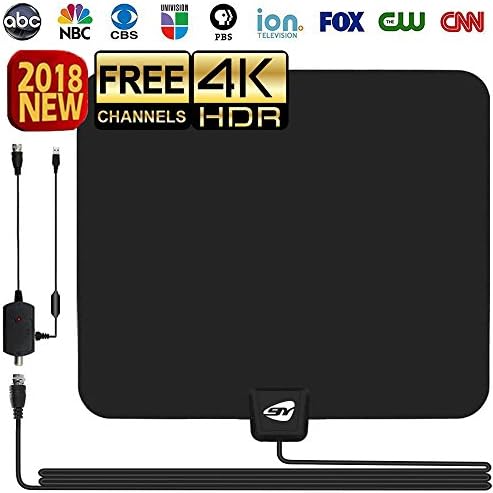 HD TV ANTENNA INDOOR,GIAYOUNEER Updated 2018 Newest HDTV Digital 4K/1080P Antennas with Magnetic Ring to Lock Signal and Amplifier Booster, More High-Definition And Free channels, Long enough Coax.