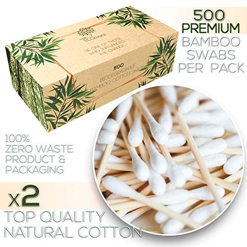 Premium 500 Biodegradable Bamboo Cotton Swabs Zero Waste Disposable Products Compostable Q
