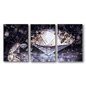 3 Piece Canvas Wall Art for Living Room Bedroom Home Artwork Shiny Diamond Gemstone Paintings Ready to Hang - 16"x24" x 3 Panels