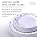 Elegant Silver and White Plastic Plate Set for Party, Includes 20 Dinner Plates (10.25”) & 20 Side Plates (7.5”), Heavy Duty Disposable Dinner Set for Holidays, Christmas, Events & Weddings - Dots