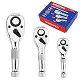 WORKPRO 3-Piece Stubby Ratchet Set, Quick Release